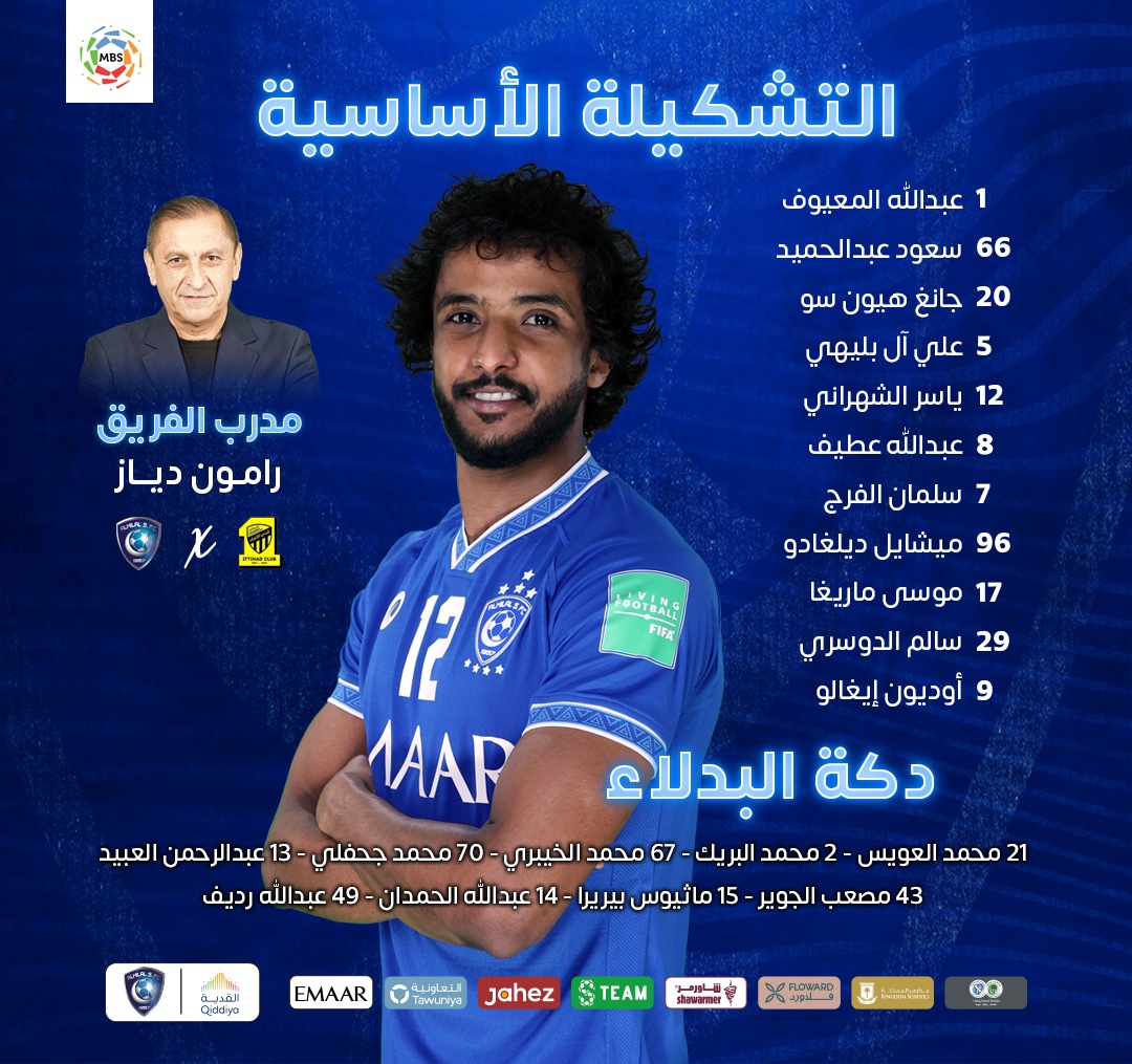 التشكيل الرسمي لفريق الهلال